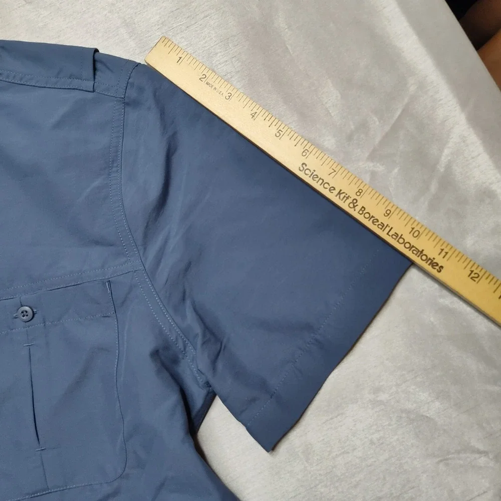 St Johns‎ Bay Outdoor Men Small Indigo Short Sleeve Vented Fishing Shirt NEW